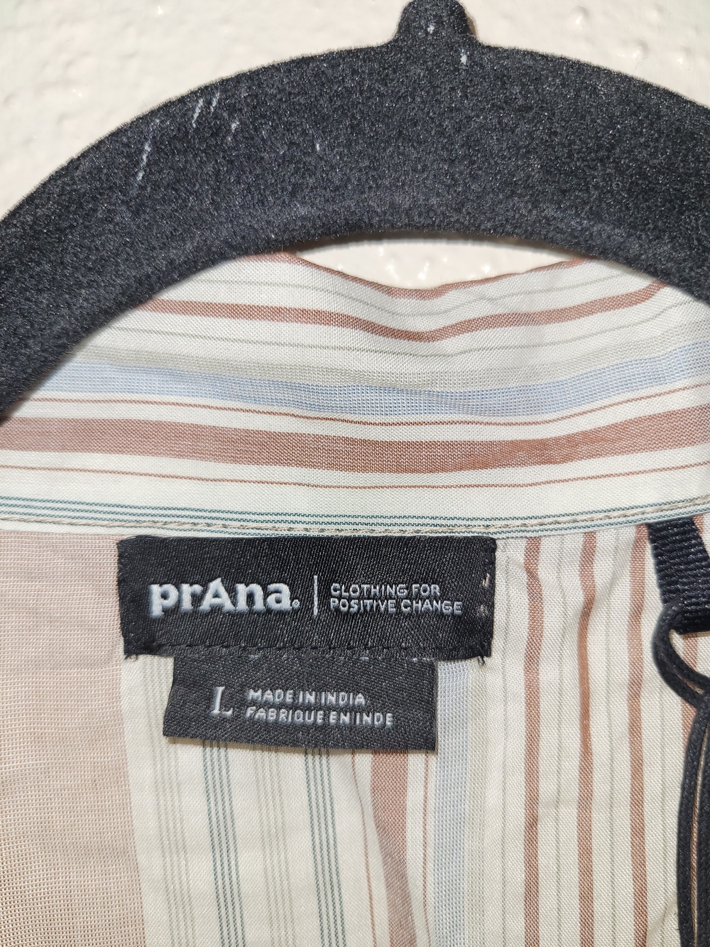 NWT prAna Iguala Top  Womans Clay Stripe Button Front Camp Shirt Size Large - Picture 2 of 8